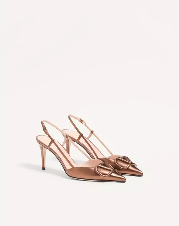 Valentino Vlogo Signature Slingback Pump In Laminated Nappa Leather 80Mm - Image 6